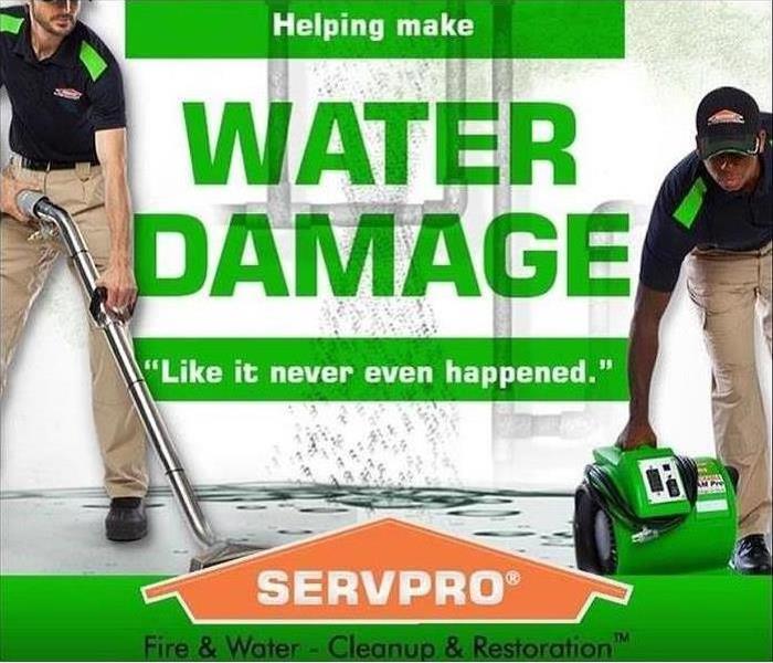 water damage photo with SERVPRO logo